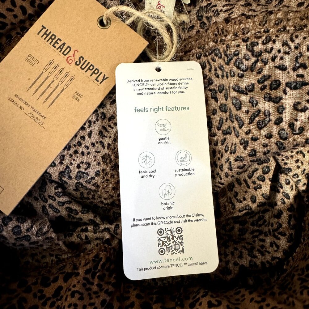 NWT Thread + Supply Shorts Size M Paperbag Leopard Brown Black Tencel Soft - Picture 5 of 8